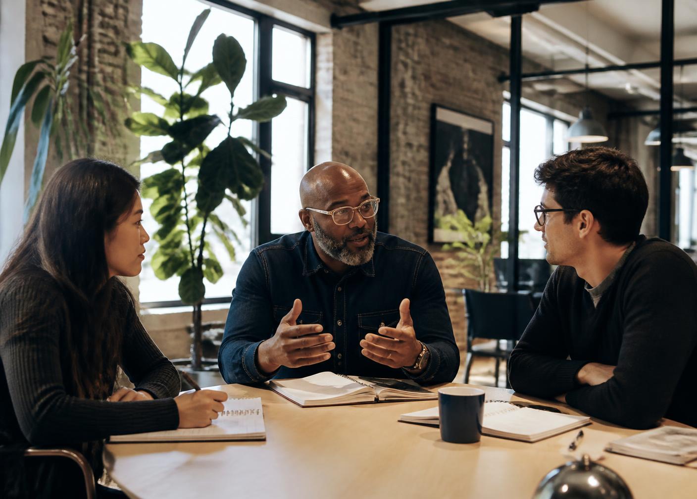 A Double Vision Group manager coaching a team member between field appointments